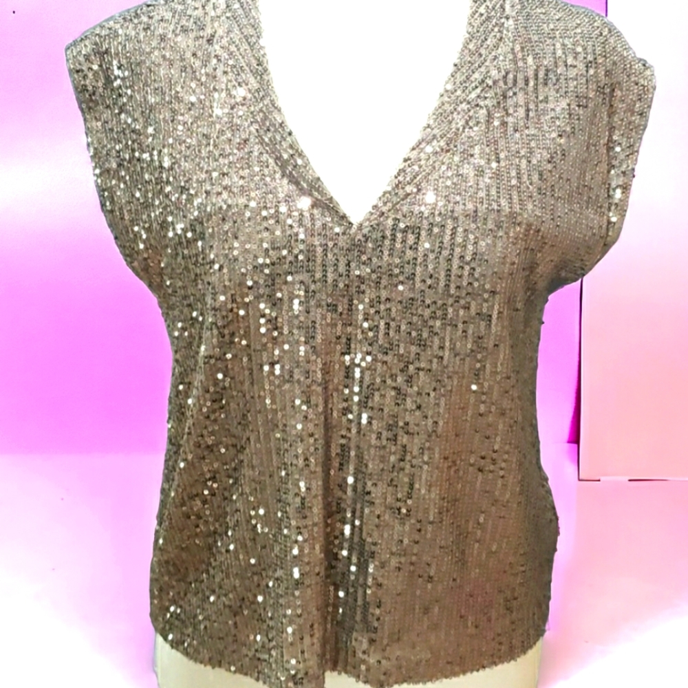 AQUA- Sequin Shell Top -Womens Size XS